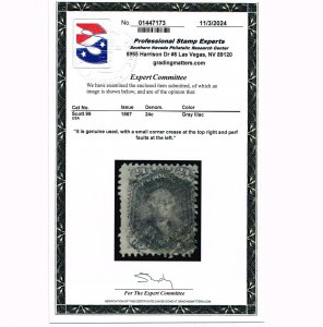 EXCELLENT GENUINE SCOTT #99 POSTALLY USED 24₵ GRAY BLACK CLEAR F-GRILL PSE CERT