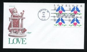 US 2440 Love Stamp 1990 Blk ADDR Artmaster cachet FDC