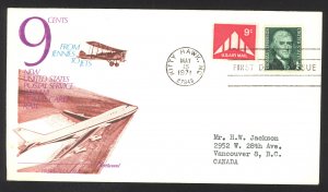 USA Sc# C77 (Fleetwood) FDC (b) (Kitty Hawk, NC) 1971 5.15 9c Air Mail