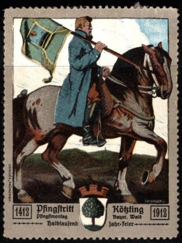 1912 Germany Poster Stamp 500th Anniversary Pentecost Whit Monday Bad Kötzing