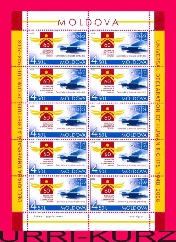 MOLDOVA 2008 Universal Declaration of Human Rights 60th Anniversary ms Mi640 MNH