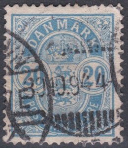 Denmark 1882 Sg100 20ore Blue Used Cv £5