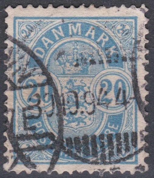 Denmark 1882 Sg100 20ore Blue Used Cv £5