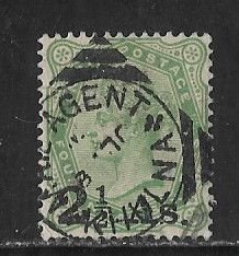 India Sc #47   2 1/2p overprint   used with a squared circle cancel  VF