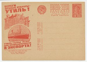 Postal stationery Soviet Union 1932 Ship - Loading - Scrap