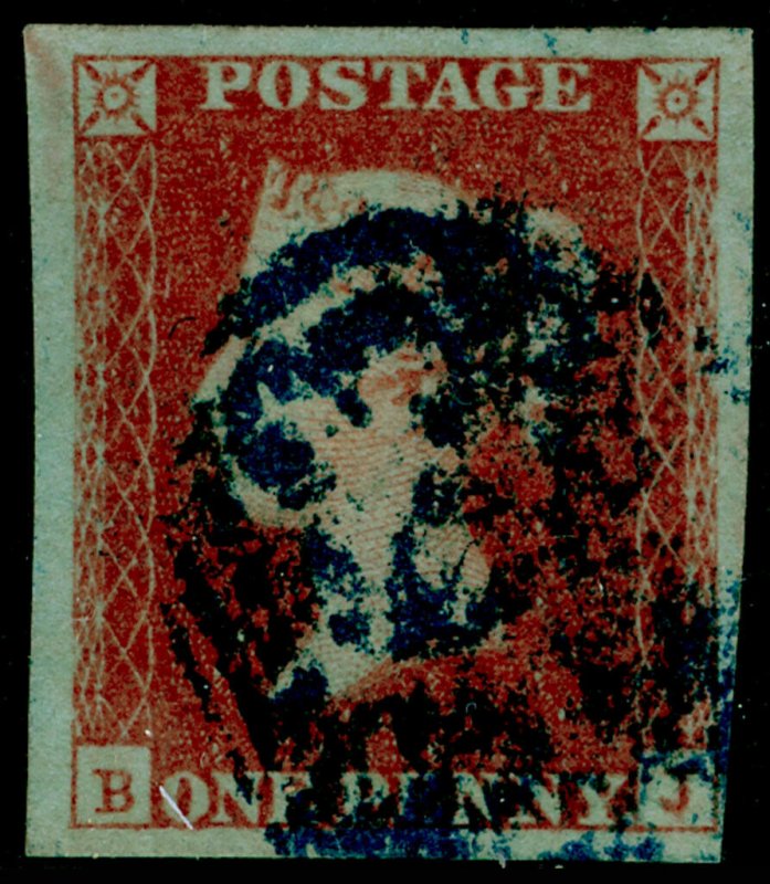 SG8, 1d red-brown, FINE USED. Cat £250. BLUE POSTMARK. BJ 