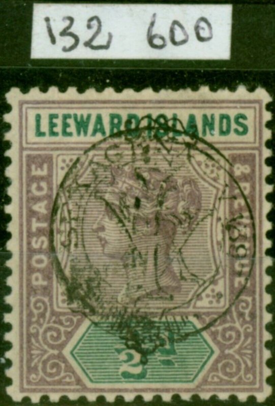 Leeward Is 1897 1/2d Dull Mauve & Green SG9a 'Opt Double' Fine LMM Royal Cert...