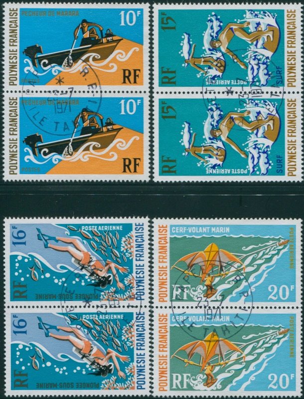 French Polynesia 1971 Sc#C71-73,SG130-133 Water Sports blocks set FU