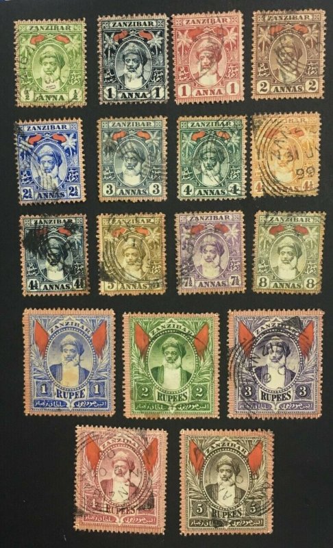 MOMEN: ZANZIBAR SG #188-204 1899-1901 USED £275 LOT #64032 