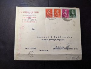 1943 Romania Airmail Cover Bucharest to Vienna 107 Austria Germany