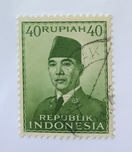 Indonesia 1951-53 Scott 399 used - 40r, President Sukarno