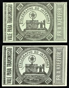 [sto371] BRAZIL 1873 RHM#T-7/7a MNG cv:$1,040 **TELEGRAPH STAMP**