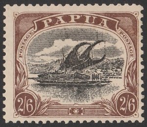 PAPUA 1907 Lakatoi large Papua 2/6 black & brown, perf 11.