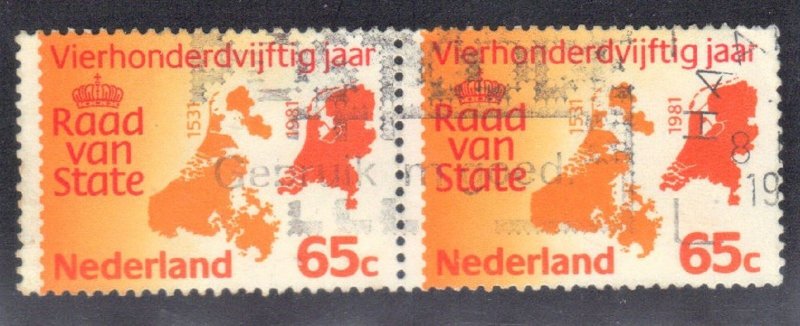 NETHERLANDS SC # 615 PAIR  USED 65c 1981