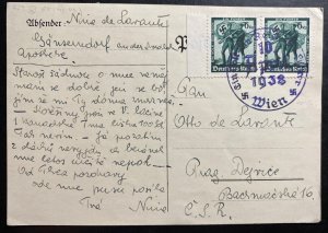 1938 Vienna Germany Occupation Postcard Cover To Prague Czechoslovakia