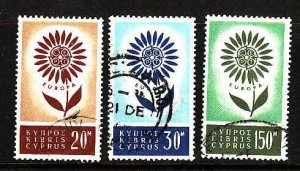 Cyprus-Sc#244-6- id9-used set-Europa-Flowers-Daisy-1964-