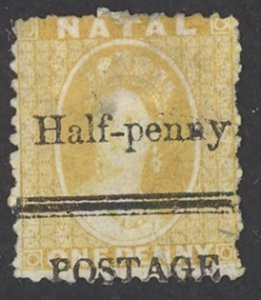 Natal Sc# 61 Used (a) 1877 ½p on 1p Queen Victoria
