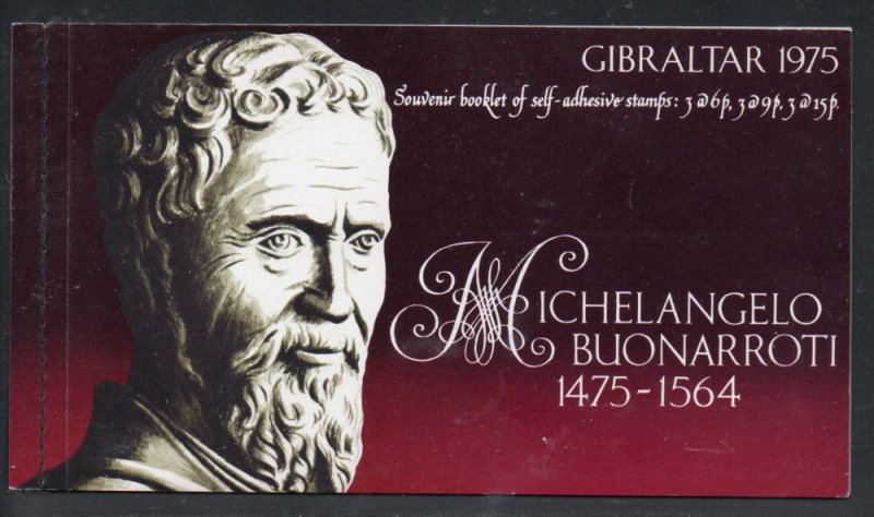 Gibraltar Sc 328a 1975 Michelangelo stamp booklet mint NH