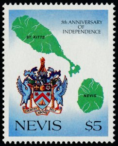 Nevis 570 MNH Map, Independence, Crest