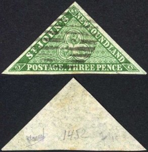 Newfoundland SG11 3d Green Fine used Cat 190 pounds