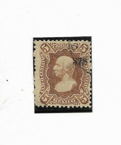 MEXICO YEAR 1874 SCOTT 106A USED 5 C BROWN OVERPRINTED LAID PAPER