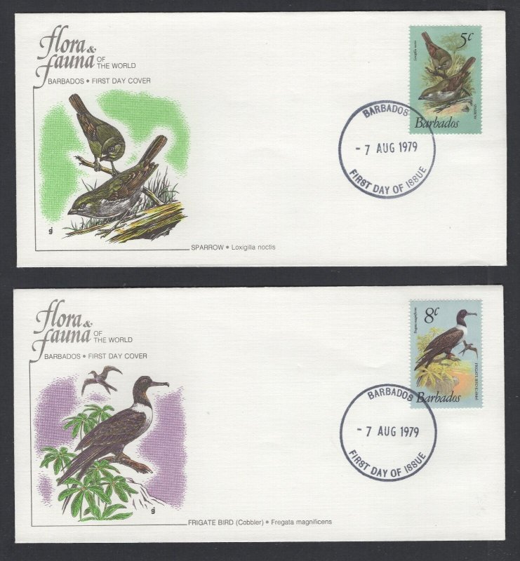Barbados #495-508 (1979 Birds short set) on 14 unaddressed cachet FDC
