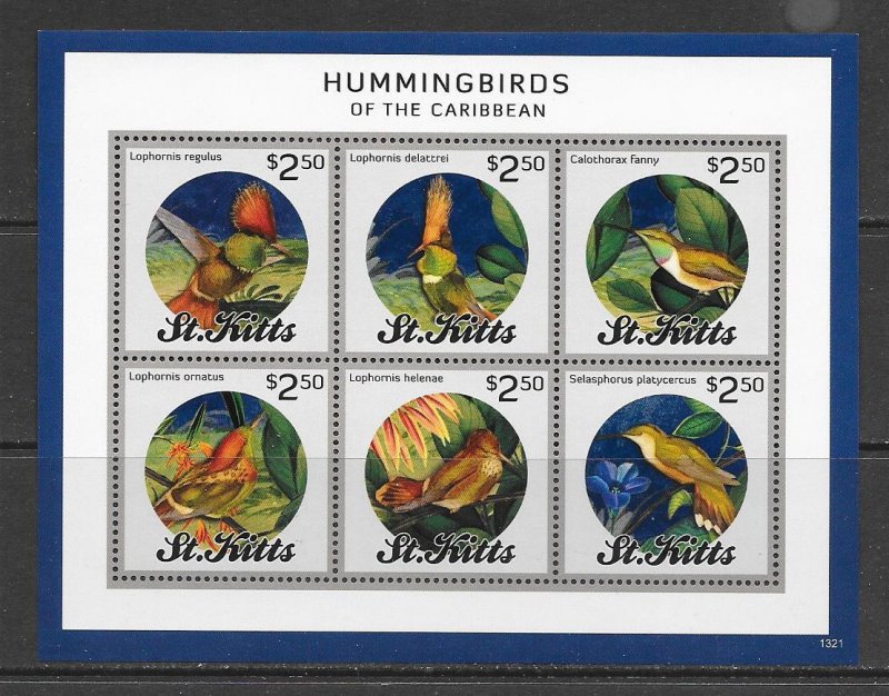 BIRDS - ST KITTS #862  HUMMINGBIRDS    MNH