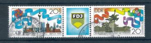 East Germany 1989 World Youth and Students' Festival stamps Used. Sg E2949-E2950