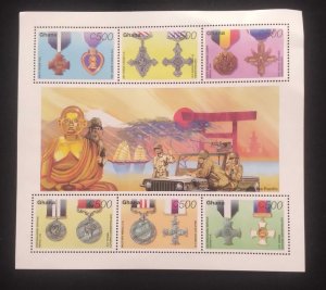 O) 1995 GHANA, PEACE IN THE PACIFIC, MILITARY DECORATIONS, NAVY CROSS, US PURPLE