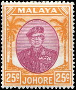 Malaya - Johore SC# 143 Sultan Ibrahim 25c MH