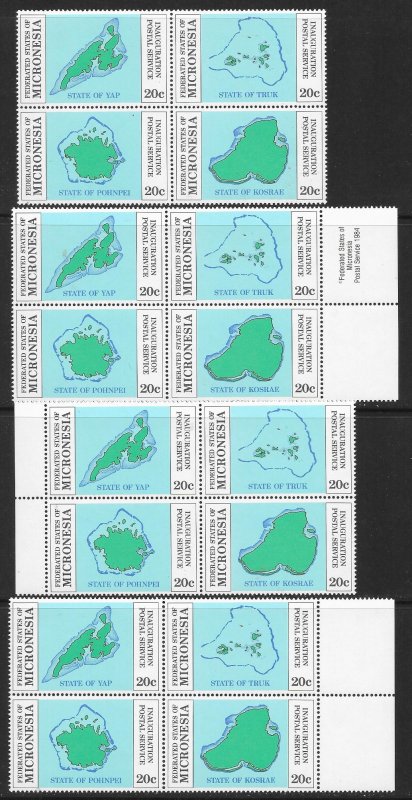 MICRONESIA (30) Setenant Blks-Plate Blocks Sc#4a (Sc#1-4) ALL Mint Never Hinged