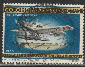 COLOMBIA C471, 5¢ HISTORY OF COLUMBIAN AVIATION SINGLE. Used.F. (718)