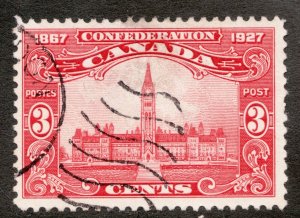 1927 Canada Sc #143 - 3¢ 60th Anniv. of Confed. Used Parliament Buildings stamp