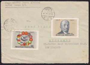 HUNGARY 1957 cover Inota to New Zealand....................................A6145