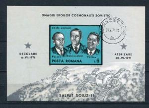 Romania 1971 Sc C184 MI Block 86 Used Imperf. In memory of Russian cosmonauts.