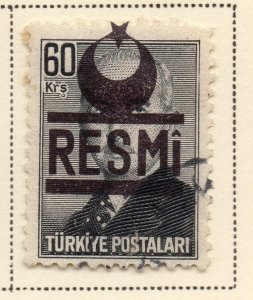 Turkey 1951-54 Early Issue Fine Used 60k. Optd Resmi Star & Crescent 085549