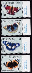 Singapore 1999 Butterflies Stamps (4)Souvenir Sheet Post Office Fresh NH