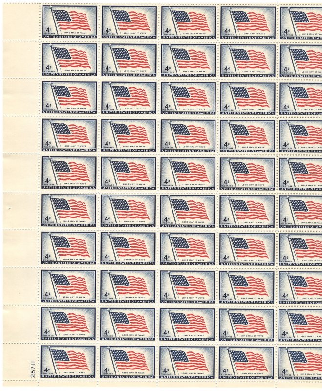 #1094 – 1957 4c Old Glory, 48 stars – MNH OG Sheet