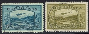 NEW GUINEA 1939 BULOLO AIRMAIL 3D AND 4D USED