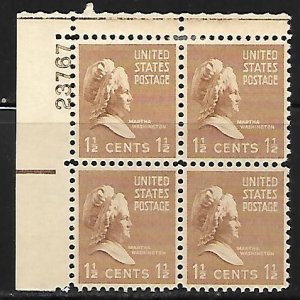 #805 Presidential  Upper Left Plate Block #23767 F VF NH DCV=$4.00