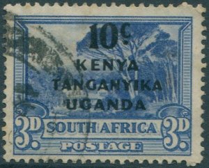 Kenya Uganda and Tanganyika 1941 SG152 10c ovpt on 3d ultramarine SA #2 FU (amd)