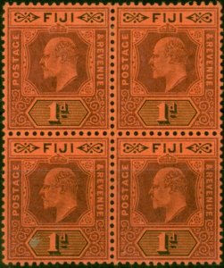 Fiji 1903 1d Dull Purple & Black-Red SG105 V.F MM & MNH Block of 4