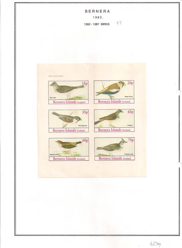 SCOTLAND - BERNERA - 1982 - Birds (47) - 6v Imperf Sheet - MLH