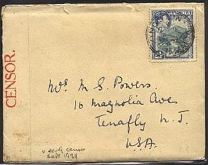 JAMAICA 1939 (Oct 2) early WW2 censor cover Kingston to USA...............19114