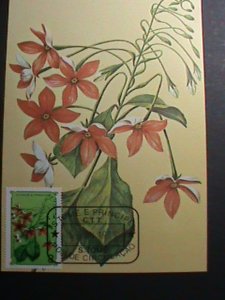 ​ST. THOMAS 1979 MAXI CARD-COLORFUL LOVELY BEAUTIFUL FLOWERS MC CARD-MNH VF