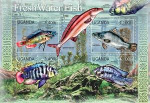 UGANDA 2012 SHEET FRESH WATER FISHES MARINE LIFE ugn12105a