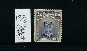 RHODESIA SCOTT #133A 1913-23 ADMIRAL 2/6SH -DIE II PERF 14- MINT HINGED