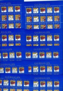 Faroe Islands. 1989. 10 Sheet Christmas Seal  Mnh. 3 Side Perf. Rabbit,Sheep,Man