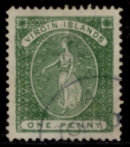 BRITISH VIRGIN ISLANDS QV SG22b, 1d green, FINE USED. Cat £130. WMK UPRIGHT