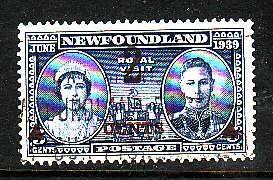 Newfoundland-Sc#250- id8-used 2c on 5c Royal Visit-1939-      